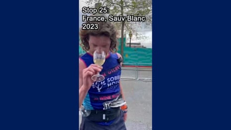 London Marathon ‘wine guy’ samples 25 wines during race – video
