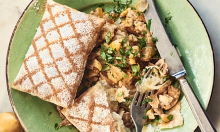 Chicken and onion ‘pies’ with Moroccan flavours