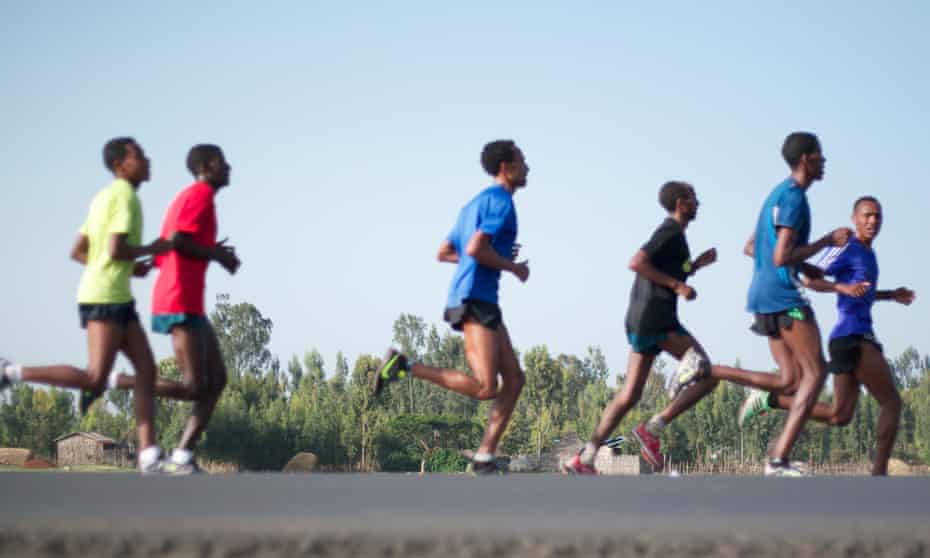 Athletes from Moyo Sport management training in Sebeta, just outside Addis Ababa, Ethiopia.