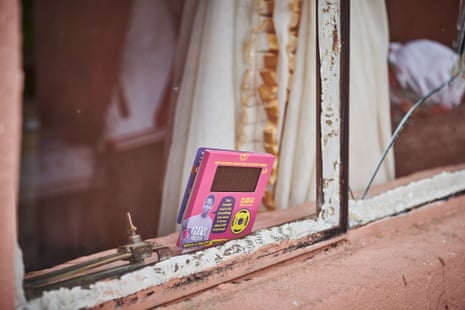 The talking book on the windowsill of a home in Ramafolo village. The book, which has been created by iBase and Humanity Press, is charged via a a small solar panel on the back and only requires ambient light to power its battery.