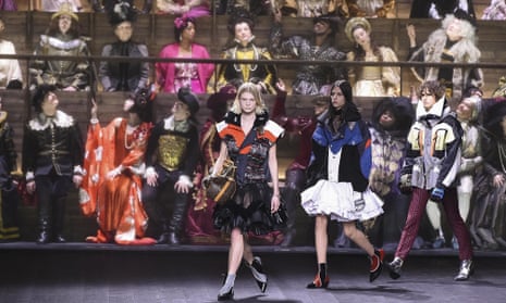 A 200-strong choir in period dress spanning 500 years was the backdrop for Louis Vuitton’s closing show at Paris fashion week, on 3 March.