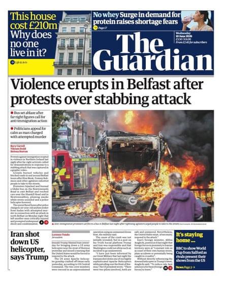 The Guardian's front page 10 June 2026