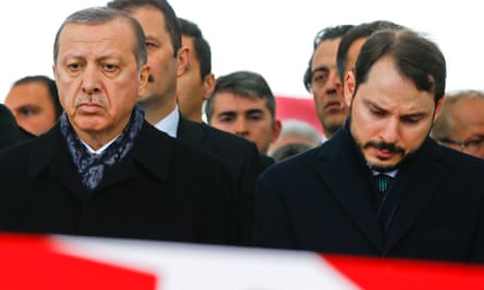 President Erdogan sits alongside son-in-law and current finance minister Berat Albayrak.