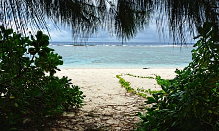 Ritidian Beach in Guam, seen through vegetation