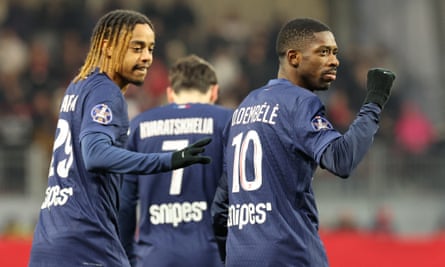 Dembélé started up front with Khvicha Kvaratskhelia and Bradley Barcola.