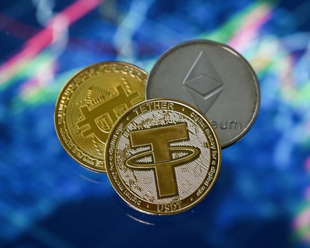 An illustration of cryptocurrencies.