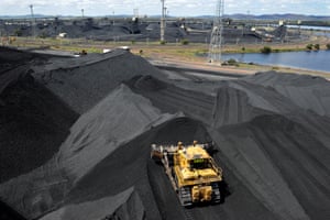 Coal is stockpiled in Gladstone before being shipped away