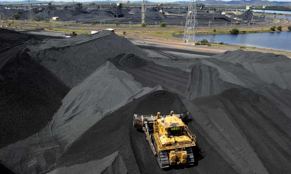 Coal is stockpiled for loading on to ships at the RG Tanner Coal Terminal in Gladstone, Australia