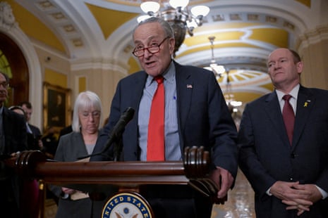 Senate Majority Leader Chuck Schumer (D-NY) speaks during a press conference on Capitol Hill in Washington, 12 March 2024.