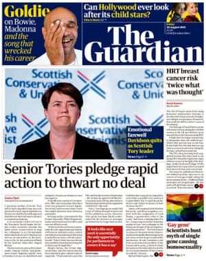 Guardian front page, Friday 30 August 2019