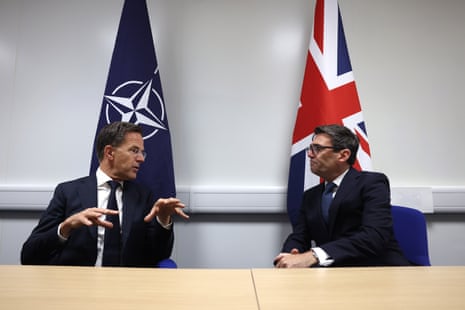 Andy Burnham (right) meeting Nato secretary general Mark Rutte (L) at the Harwell Science and Innovation Campus in Didcot.