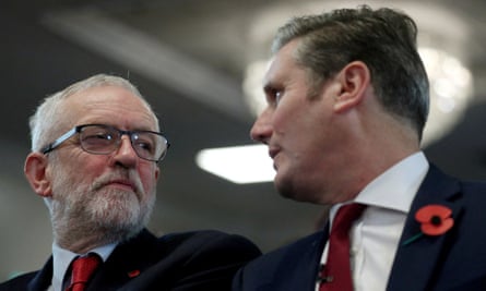 Starmer and Corbyn face one another