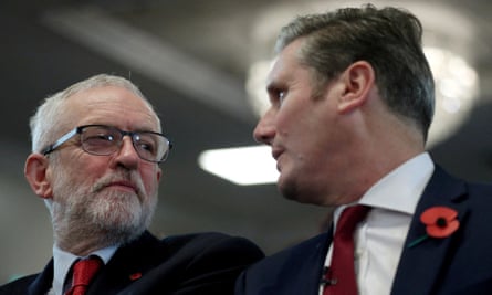 Jeremy Corbyn, pictured in November 2019, when he was Labour leader, with Keir Starmer, who was the shadow Brexit secretary.