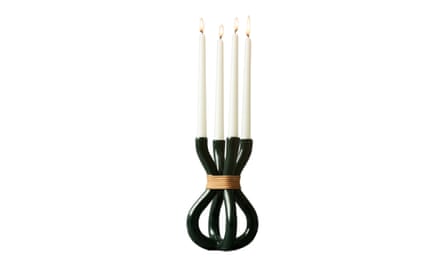 Anthropologie Kaia rattan candelabra.