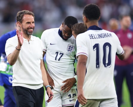 Gareth Southgate congratulates Jude Bellingham after his incredible goal saved England against Slovakia.