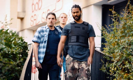 Damien Bonnard, Alexis Manenti, and Djebril Zonga in Les Misérables