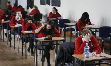 Students sitting an A-level exam.