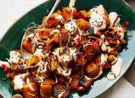 Sam & Sam Clark’s roast squash, tahini and chickpeas