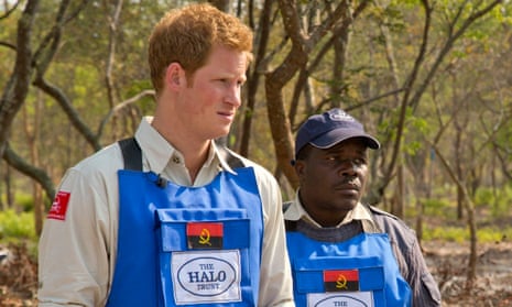 Prince Harry visiting a mine clearance site in Angola