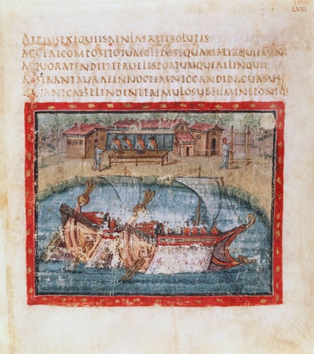 Two sailing ships, from the Aeneid by Virgil.