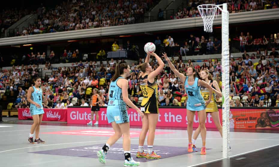 Surrey Storm and Manchester Thunder in the 2016 Netball Superleague grand final at Copper Box Arena in London.