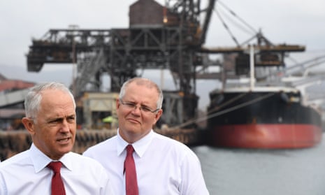 Australian prime minister Malcolm Turnbull (left) and treasurer Scott Morrison during a visit to Bluescope Steel in Wollongong, 12 March 2018. 