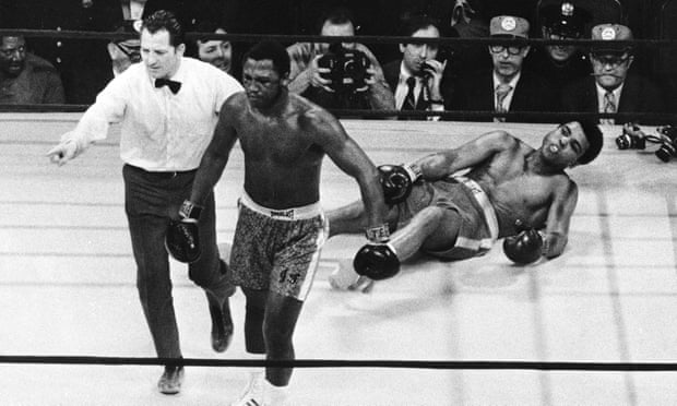 Joe Frazier after knocking down Muhammad Ali in the 15th round of their epic 1971 fight. 
