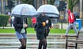 Glasgow, Scotland, UK. 15h April, 2024: UK Weather: Wet and Windy in the city as people struggled on the shopping capital and style mile of Scotland, Buchanan Street. Credit Gerard Ferry/Alamy Live News<br>2X1743C Glasgow, Scotland, UK. 15h April, 2024: UK Weather: Wet and Windy in the city as people struggled on the shopping capital and style mile of Scotland, Buchanan Street. Credit Gerard Ferry/Alamy Live News