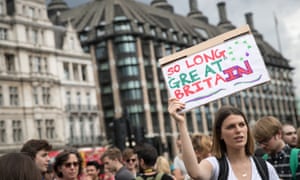 Anti-Brexit protesters in Parliament Square, London.