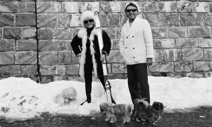 Richard Burton and Liz Taylor on Boxing Day, 1967, in Gstaad.