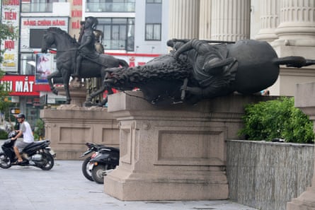 A damaged statue in Vinh, Vietnam.