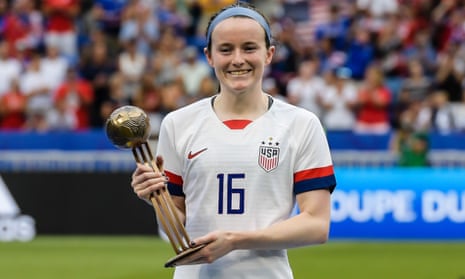 Rose Lavelle with the World Cup trophy after July’s victory in France