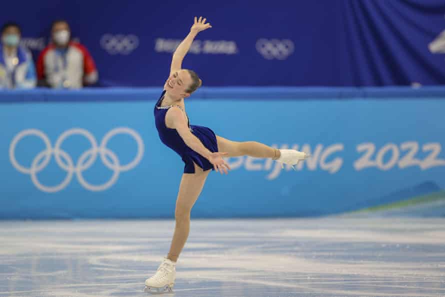 Mariah Bell of the US during the women’s single skating short program.