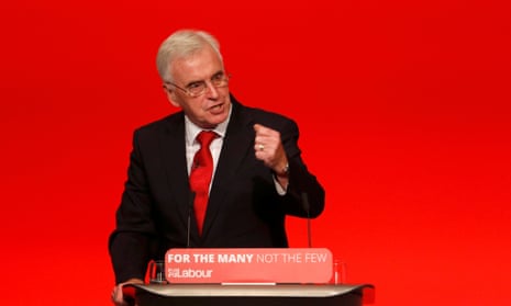 John McDonnell addressing the Labour party’s annual conference in Brighton.