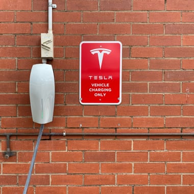 A Tesla charing station at Apollo Bay in Victoria