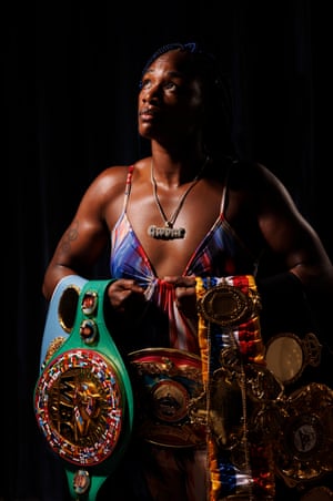 Claressa Shields by Tom Jenkinsthe American professional boxer and MMA fighter, who has won two Olympic gold medals and is the only boxer in history, male or female, to hold all four major world titles in boxing—WBA, WBC, IBF and WBO—simultaneously in two weight classes, Sporthttps://www.theguardian.com/sport/2022/oct/12/claressa-shields-you-gotta-be-great-to-survive-all-i-did-savannah-marshall-is-gonna-be-shocked