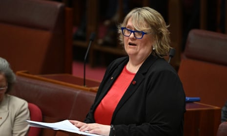 Former Labor Senator Linda White making her first speech in the Senate in 2022.