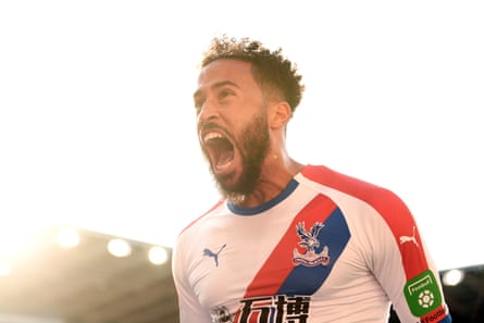 May 4: Crystal Palace player Andros Townsend celebrates after scoring the third goal during the Premier League match between Cardiff City and Crystal Palace at Cardiff City Stadium.