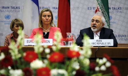 Federica Mogherini alongside Mohammad Javad Zarif