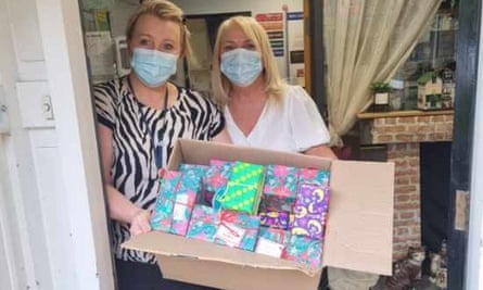 Some of the gift boxes James Anderson delivered to a local care home