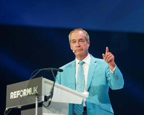 Reform UK party leader Nigel Farage speaking during the Reform UK party conference, in Birmingham, Britain earlier this month on 5 September, 2026.