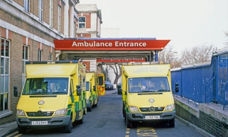 Ambulance Entrance of accident and emergency A&amp;E at King's College Hospital London