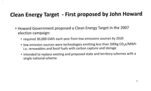 Page 21 of presentation by Josh Frydenberg to the Coalition party room on the Finkel review