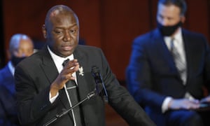 Benjamin Crump speaks at a memorial service for George Floyd in Minneapolis.
