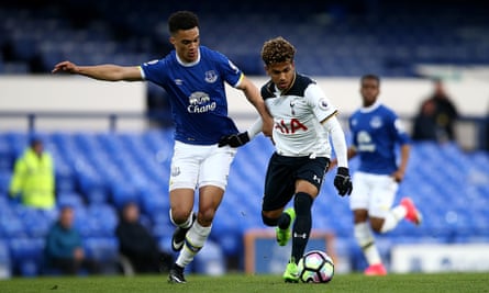 Marcus Edwards, right, in action for Tottenham against Everton in a Premier League 2 match in April, has the nickname Mini Messi.