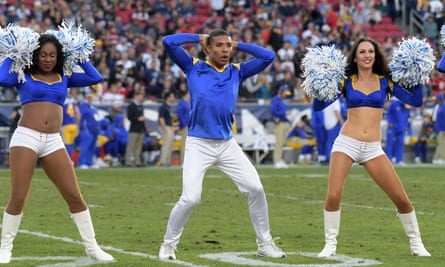 Quinton Peron is one of two male cheerleaders for the Los Angeles Rams who joined the team in March.