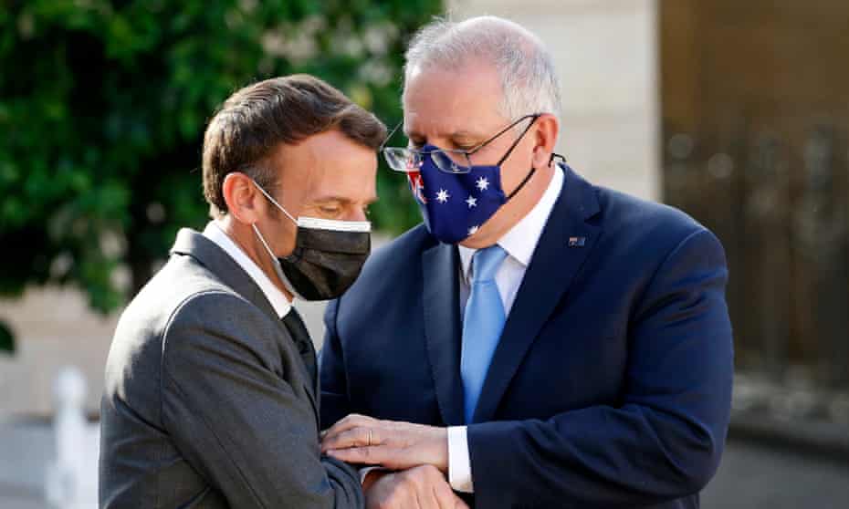 French president Emmanuel Macron and Ausralian prime minister Scott Morrison