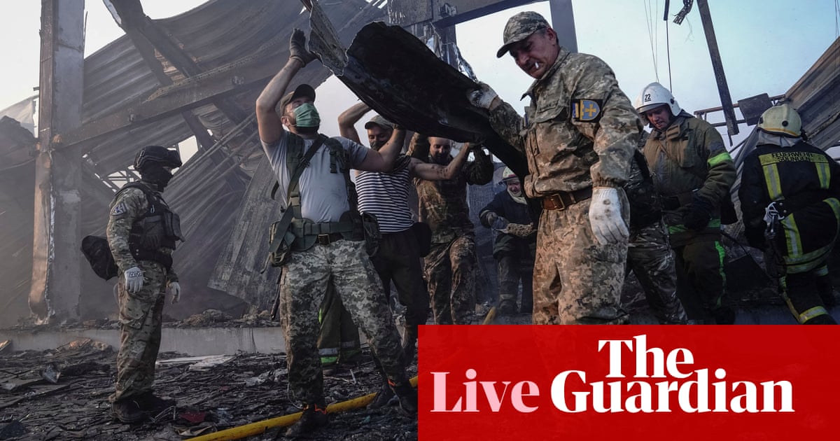 Russia-Ukraine war: rescuers dig for survivors of Kremenchuk shopping centre attack amid global outrage – live