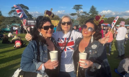 Sisters Avril Appleyard and Rosie Scott and their friend Fay Denwood enjoying the festival vibes before the concert.