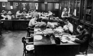 The subeditors’ room at the offices of the Manchester Guardian, 1958.